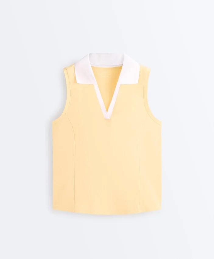 Kontrastfarbenes, ärmelloses Comfortlux-Poloshirt Kontrastfarbenes, ärmelloses Comfortlux-Poloshirt