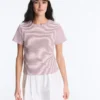 Kurzarm-T-Shirt aus Baumwollmischung mit Streifenmuster und normaler Passform Kurzarm-T-Shirt aus Baumwollmischung mit Streifenmuster und normaler Passform