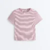 Kurzarm-T-Shirt aus Baumwollmischung mit Streifenmuster und normaler Passform Kurzarm-T-Shirt aus Baumwollmischung mit Streifenmuster und normaler Passform