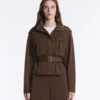 Kurze Utility-Jacke aus Piqué mit Gürtel
