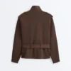 Kurze Utility-Jacke aus Piqué mit Gürtel