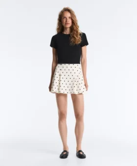 Kurzer Piqué-Rock mit Baumwoll-Polka-Dots