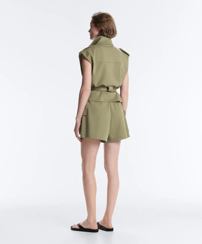 Kurzer Piqué-Shorts mit Baumwolltaschen Kurzer Piqué-Shorts mit Baumwolltaschen