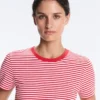 Kurzärmeliges T-Shirt aus Baumwollmischung mit Streifenmuster in Regular Fit Kurzärmeliges T-Shirt aus Baumwollmischung mit Streifenmuster in Regular Fit