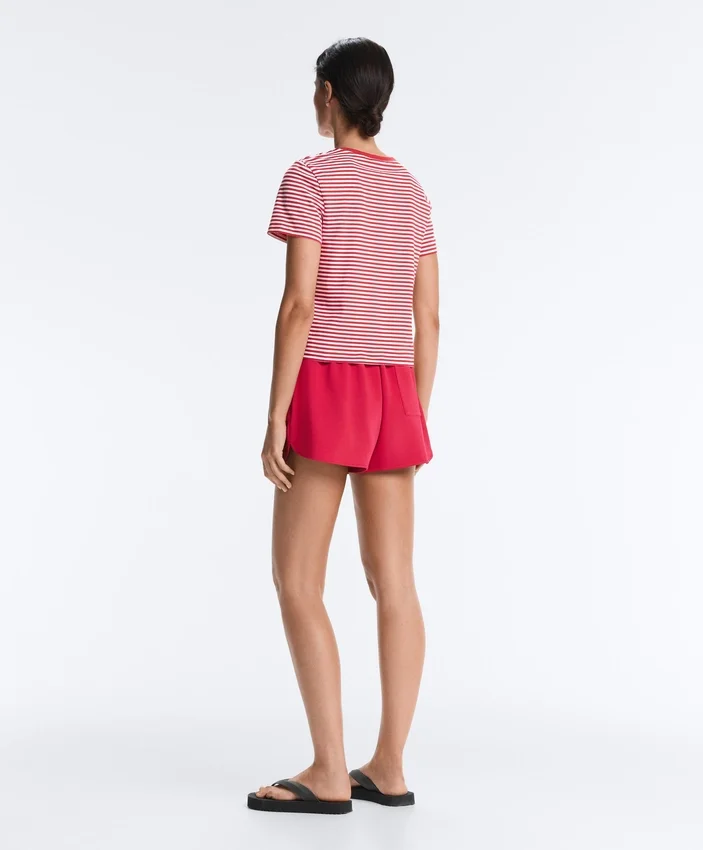 Kurzärmeliges T-Shirt aus Baumwollmischung mit Streifenmuster in Regular Fit Kurzärmeliges T-Shirt aus Baumwollmischung mit Streifenmuster in Regular Fit