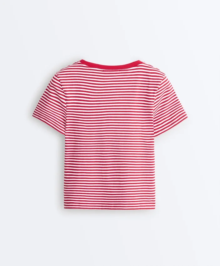 Kurzärmeliges T-Shirt aus Baumwollmischung mit Streifenmuster in Regular Fit Kurzärmeliges T-Shirt aus Baumwollmischung mit Streifenmuster in Regular Fit