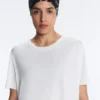 Kurzärmeliges T-Shirt aus Modal-Mischung mit abgerundetem Saum am Rücken Kurzärmeliges T-Shirt aus Modal-Mischung mit abgerundetem Saum am Rücken