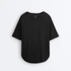 Kurzärmeliges T-Shirt aus Modal-Mischung mit abgerundetem Saum am Rücken Kurzärmeliges T-Shirt aus Modal-Mischung mit abgerundetem Saum am Rücken