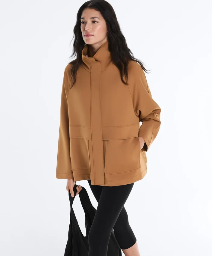 Lange Jacke in Neopren-Optik Lange Jacke in Neopren-Optik