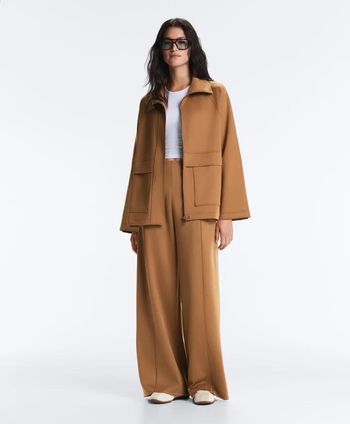 Lange Jacke in Neopren-Optik Lange Jacke in Neopren-Optik