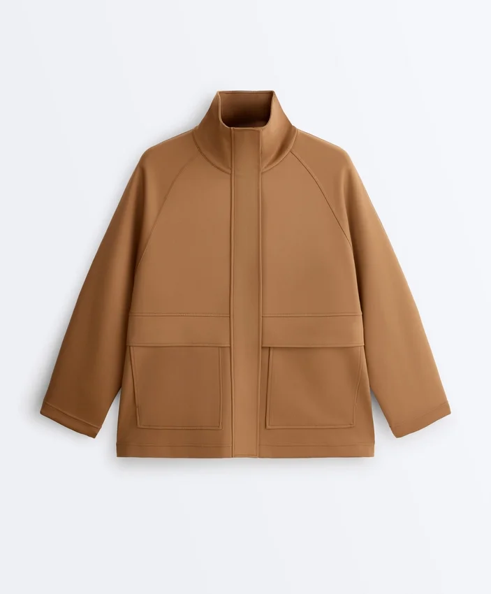 Lange Jacke in Neopren-Optik Lange Jacke in Neopren-Optik