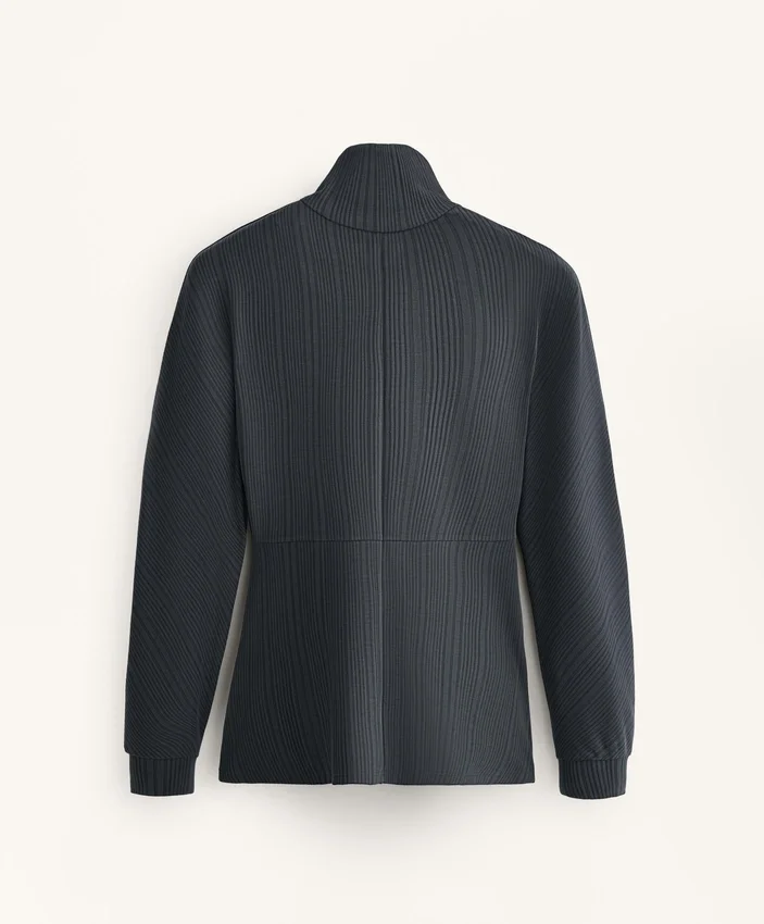 Lange Jacke mit asymmetrischen Streifen aus Modal Lange Jacke mit asymmetrischen Streifen aus Modal