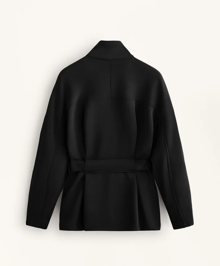 Lange Jacke mit Gürtel aus gebürstetem Modal Lange Jacke mit Gürtel aus gebürstetem Modal