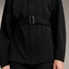 Lange Jacke mit Gürtel aus gebürstetem Modal Lange Jacke mit Gürtel aus gebürstetem Modal