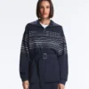 Lange Jacke mit Matrosenstreifen und Soft Touch-Modal Lange Jacke mit Matrosenstreifen und Soft Touch-Modal
