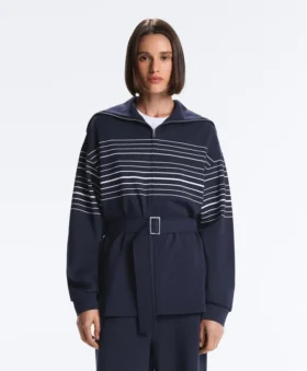 Lange Jacke mit Matrosenstreifen und Soft Touch-Modal