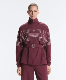 Lange Jacke mit Matrosenstreifen und Soft Touch-Modal