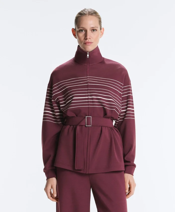 Lange Jacke mit Matrosenstreifen und Soft Touch-Modal Lange Jacke mit Matrosenstreifen und Soft Touch-Modal