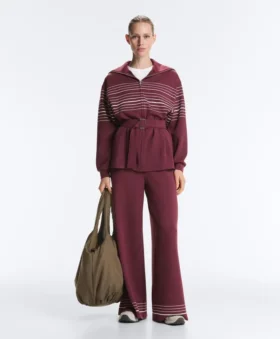 Lange Jacke mit Matrosenstreifen und Soft Touch-Modal
