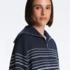 Lange Jacke mit Matrosenstreifen und Soft Touch-Modal Lange Jacke mit Matrosenstreifen und Soft Touch-Modal
