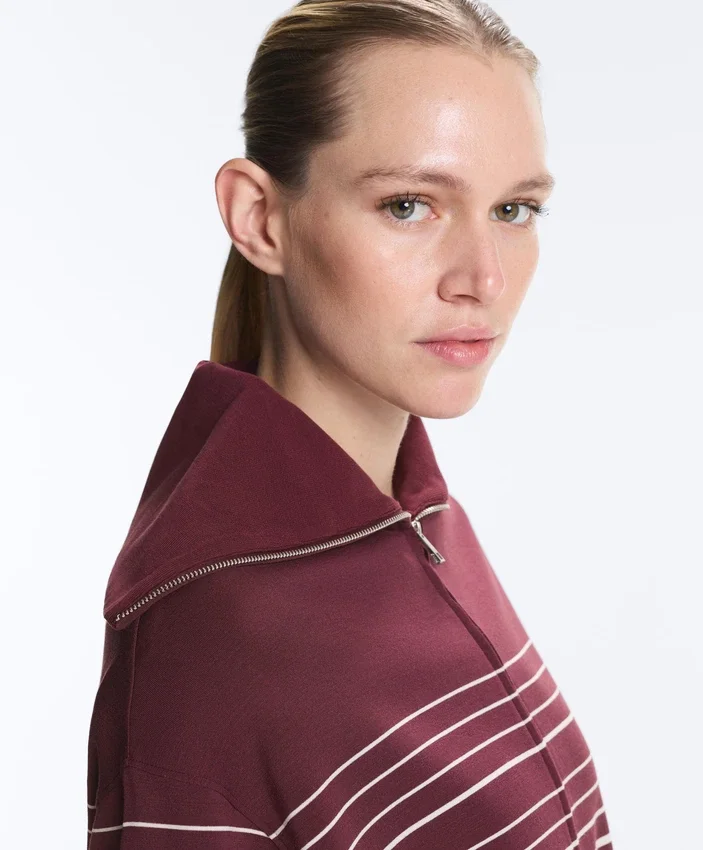 Lange Jacke mit Matrosenstreifen und Soft Touch-Modal Lange Jacke mit Matrosenstreifen und Soft Touch-Modal