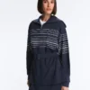 Lange Jacke mit Matrosenstreifen und Soft Touch-Modal Lange Jacke mit Matrosenstreifen und Soft Touch-Modal