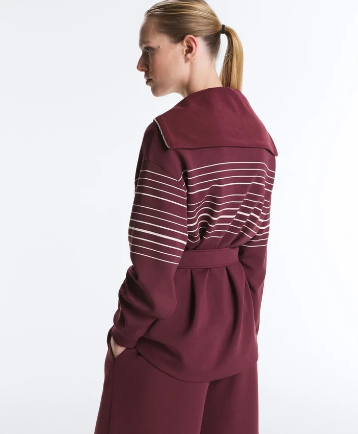 Lange Jacke mit Matrosenstreifen und Soft Touch-Modal Lange Jacke mit Matrosenstreifen und Soft Touch-Modal