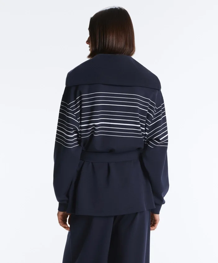 Lange Jacke mit Matrosenstreifen und Soft Touch-Modal Lange Jacke mit Matrosenstreifen und Soft Touch-Modal