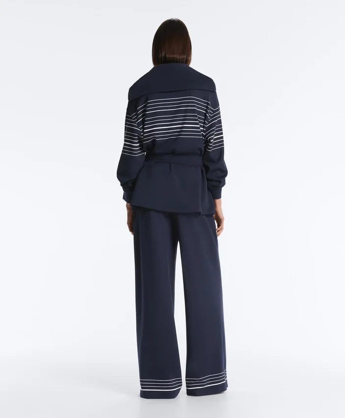 Lange Jacke mit Matrosenstreifen und Soft Touch-Modal Lange Jacke mit Matrosenstreifen und Soft Touch-Modal