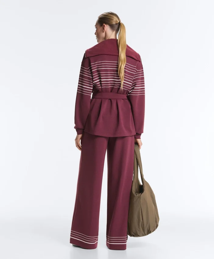 Lange Jacke mit Matrosenstreifen und Soft Touch-Modal Lange Jacke mit Matrosenstreifen und Soft Touch-Modal