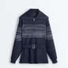 Lange Jacke mit Matrosenstreifen und Soft Touch-Modal Lange Jacke mit Matrosenstreifen und Soft Touch-Modal