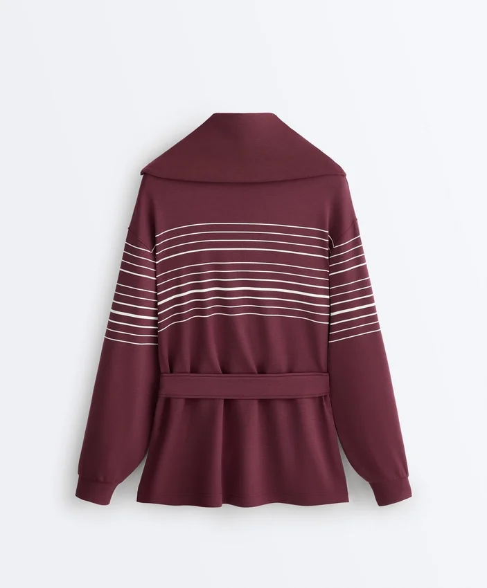 Lange Jacke mit Matrosenstreifen und Soft Touch-Modal Lange Jacke mit Matrosenstreifen und Soft Touch-Modal