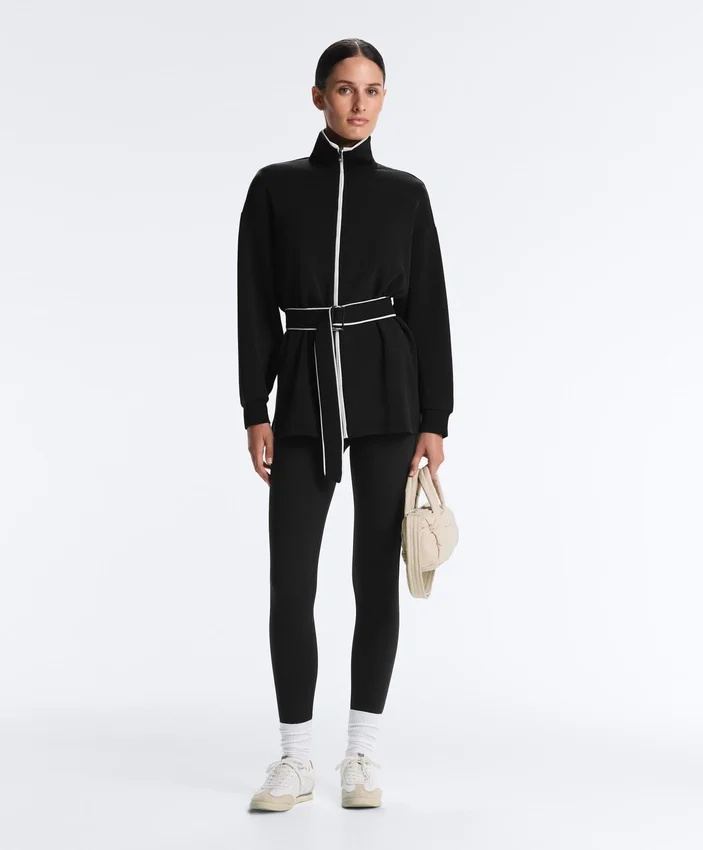 Lange Jacke mit Paspeln und Soft Touch-Modal Lange Jacke mit Paspeln und Soft Touch-Modal