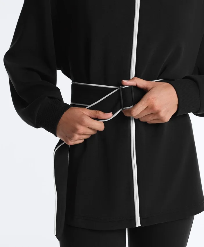 Lange Jacke mit Paspeln und Soft Touch-Modal Lange Jacke mit Paspeln und Soft Touch-Modal