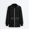 Lange Jacke mit Paspeln und Soft Touch-Modal Lange Jacke mit Paspeln und Soft Touch-Modal