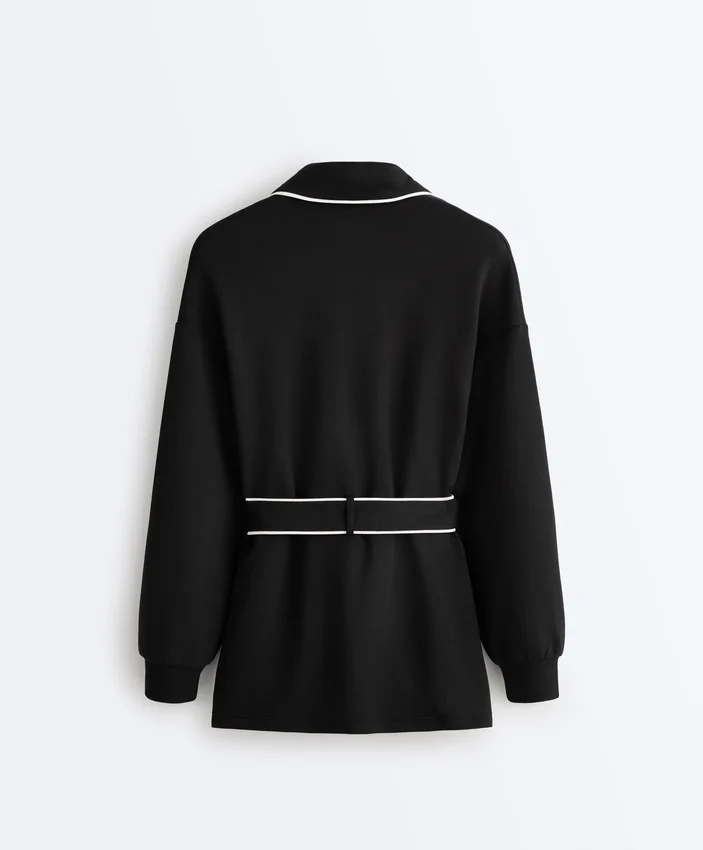 Lange Jacke mit Paspeln und Soft Touch-Modal Lange Jacke mit Paspeln und Soft Touch-Modal