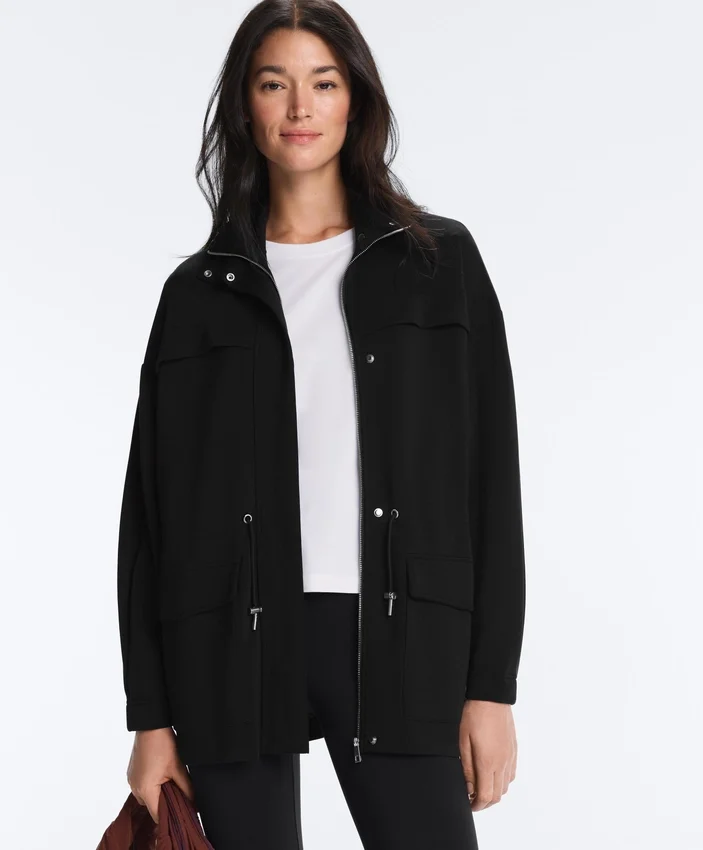 Lange Jacke mit Taschen aus Modal und Soft Touch-Griff Lange Jacke mit Taschen aus Modal und Soft Touch-Griff