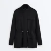 Lange Jacke mit Taschen aus Modal und Soft Touch-Griff Lange Jacke mit Taschen aus Modal und Soft Touch-Griff