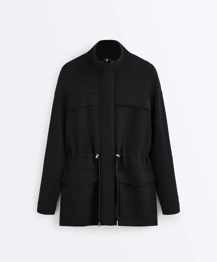 Lange Jacke mit Taschen aus Modal und Soft Touch-Griff Lange Jacke mit Taschen aus Modal und Soft Touch-Griff