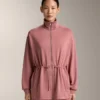 Lange Jacke mit verstellbarer Taille und gestreifter Struktur Lange Jacke mit verstellbarer Taille und gestreifter Struktur
