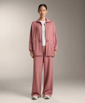 Lange Jacke mit verstellbarer Taille und gestreifter Struktur