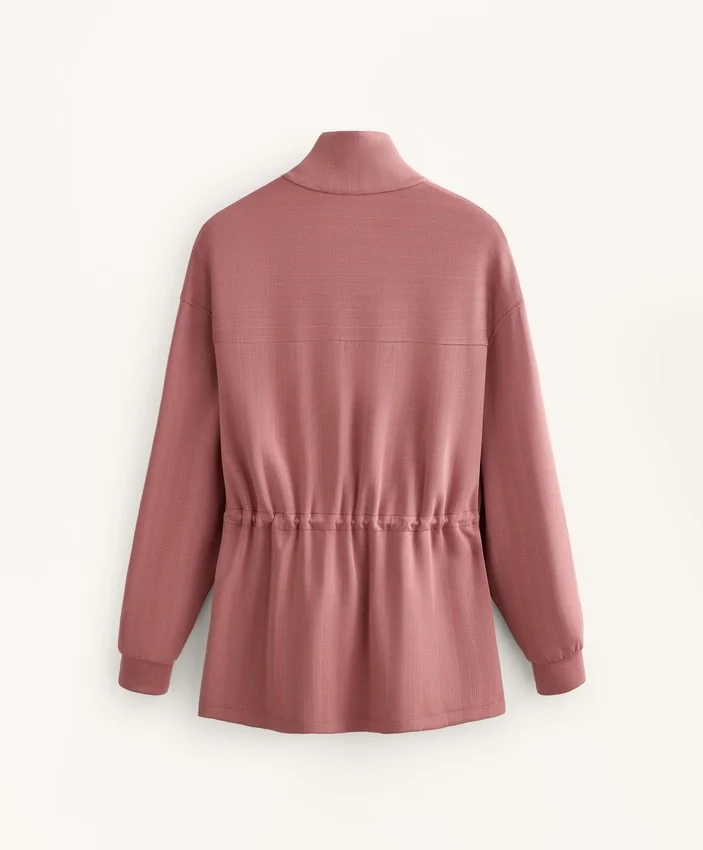 Lange Jacke mit verstellbarer Taille und gestreifter Struktur Lange Jacke mit verstellbarer Taille und gestreifter Struktur