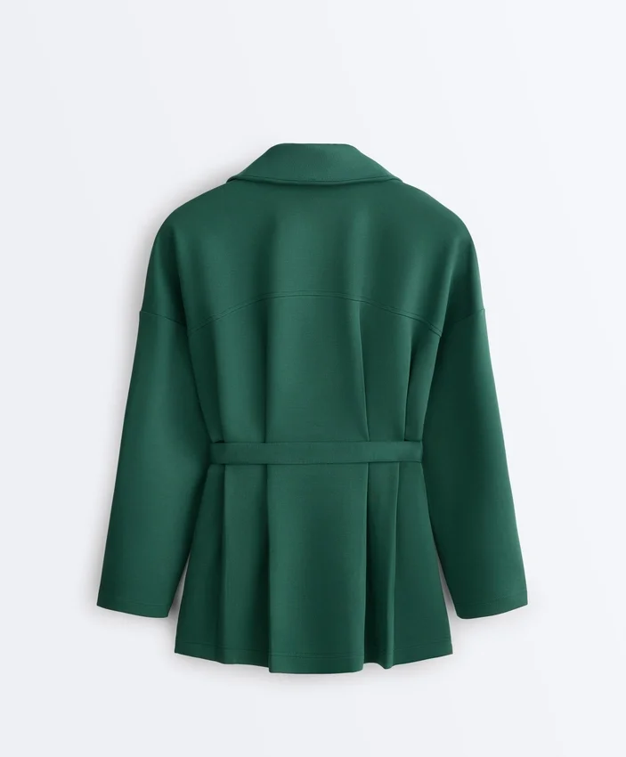 Lange Piqué-Jacke aus Baumwolle mit Gürtel Lange Piqué-Jacke aus Baumwolle mit Gürtel