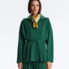 Lange Piqué-Jacke aus Baumwolle mit Gürtel Lange Piqué-Jacke aus Baumwolle mit Gürtel