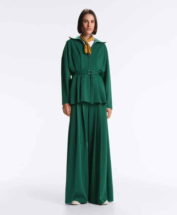 Lange Piqué-Jacke aus Baumwolle mit Gürtel Lange Piqué-Jacke aus Baumwolle mit Gürtel