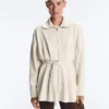 Lange Piqué-Jacke aus Baumwolle mit Gürtel Lange Piqué-Jacke aus Baumwolle mit Gürtel