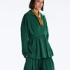 Lange Piqué-Jacke aus Baumwolle mit Gürtel Lange Piqué-Jacke aus Baumwolle mit Gürtel