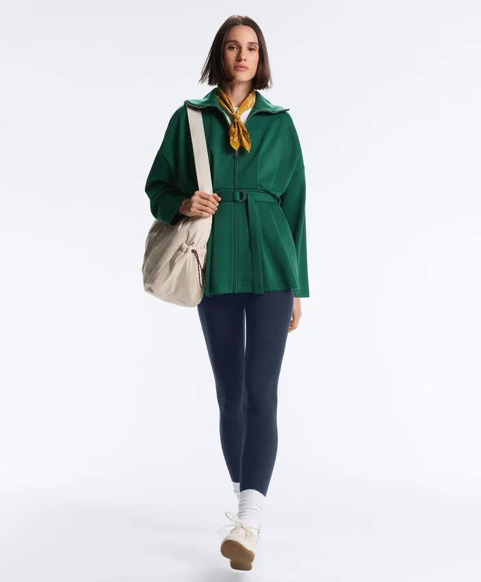 Lange Piqué-Jacke aus Baumwolle mit Gürtel Lange Piqué-Jacke aus Baumwolle mit Gürtel