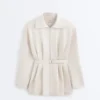 Lange Piqué-Jacke aus Baumwolle mit Gürtel Lange Piqué-Jacke aus Baumwolle mit Gürtel