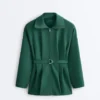 Lange Piqué-Jacke aus Baumwolle mit Gürtel Lange Piqué-Jacke aus Baumwolle mit Gürtel